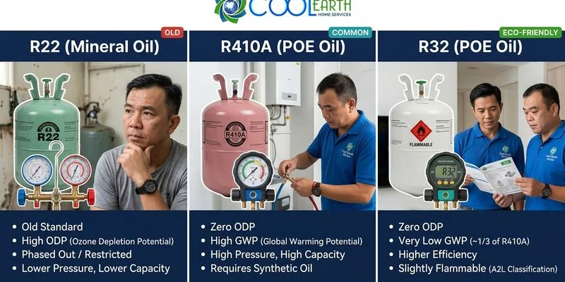 R22, R410A, R32: The Refrigerant Choices Facing Singapore Aircon Owners - illustration 1